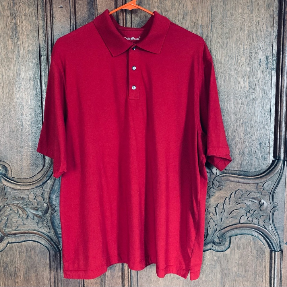 Men’s XL EDDIE BAUER Reddish / Maroon Pima Cotton Polo Shirt Next to New EXC